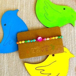 New Super Cute Boho Rainbow Candy Yin Yang Surfer Bracelet